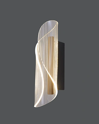 Modern Twisted Acrylic Wall Sconce with Gold Accents